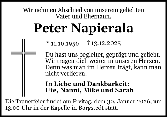 Traueranzeige von Peter Napierala von Schleswig-Holsteinische Landeszeitung