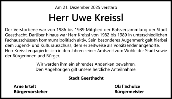 Traueranzeige von Uwe Kreissl von Wochenend Anzeiger