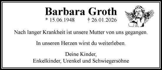 Traueranzeige von Barbara Groth von Wochenend Anzeiger