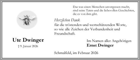 Traueranzeige von Ernst Dwinger von Umschau