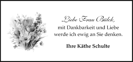 Traueranzeige von Frau Bülck  von Sylter Rundschau