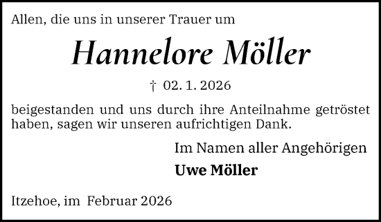 Traueranzeige von Hannelore Möller von Norddeutsche Rundschau, Wilstersche Zeitung, Glückstädter Fortuna