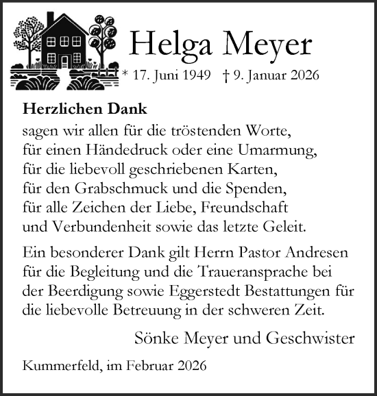 Traueranzeige von Helga Meyer von Region Pinneberg und tip Pinneberg