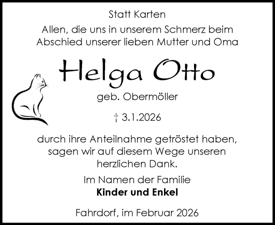 Traueranzeige von Helga Otto von Schleswiger Nachrichten, Schlei-Bote