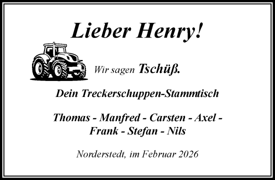 Traueranzeige von Henry  von Heimatspiegel