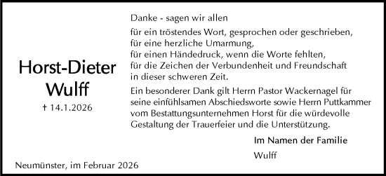 Traueranzeige von Horst-Dieter Wulff von Holsteinischer Courier