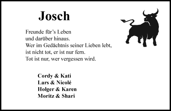 Traueranzeige von Josch  von Umschau