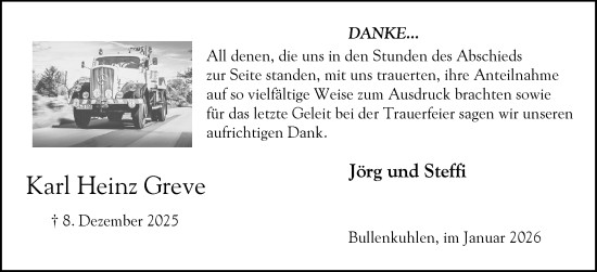 Traueranzeige von Karl Heinz Greve von Elmshorner Nachrichten, Barmstedter Zeitung