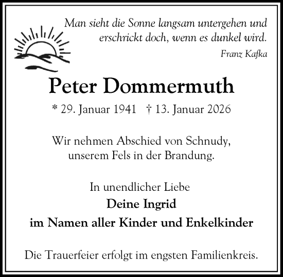 Traueranzeige von Peter Dommermuth von Umschau