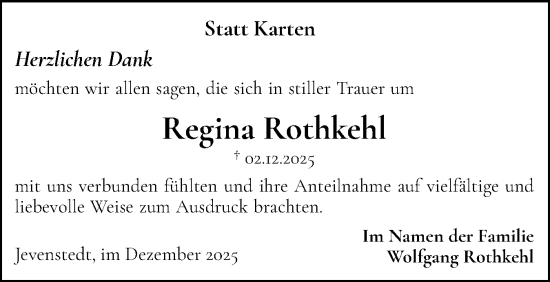 Traueranzeige von Regina Rothkehl von Schleswig-Holsteinische Landeszeitung