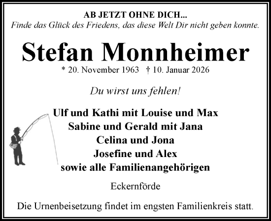 Traueranzeige von Stefan Monnheimer von Eckernförder Zeitung, Hallo Eckernförde