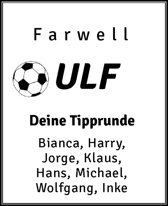 Traueranzeige von Ulf  von Sylter Rundschau