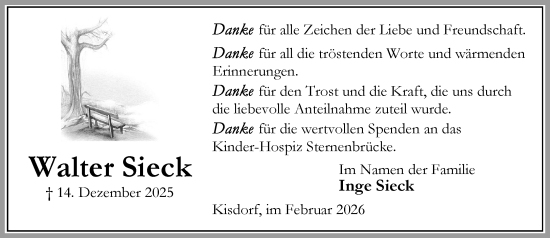Traueranzeige von Walter Sieck von Umschau